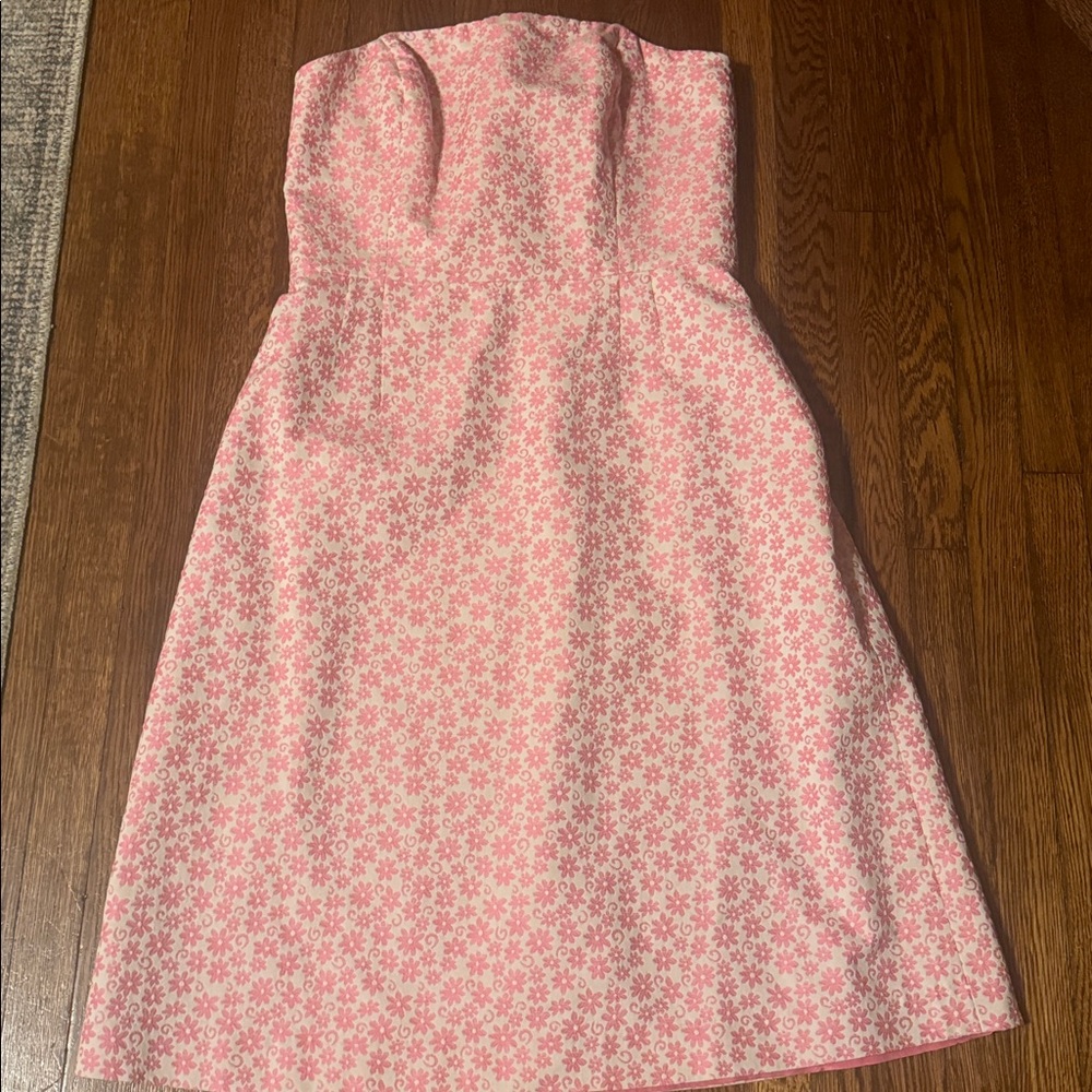 Lilly Pulitzer Strapless Pink Floral Dress, EUC, Size 14 - Picture 5 of 6